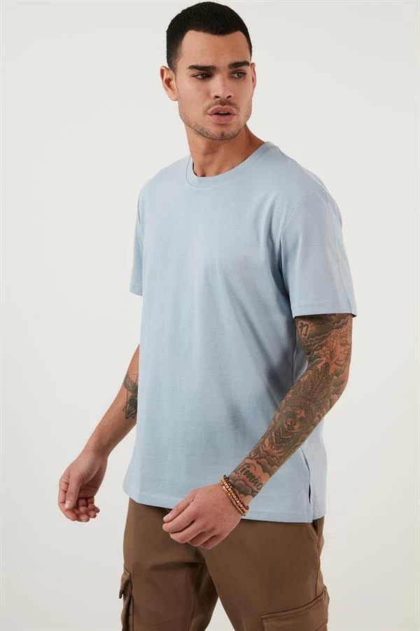 Bisiklet Yaka Relax Fit Erkek T- Shirt Sıyah Sıyah Sıyah Sıyah Siyah Mavİ - Renk: Mavİ, Beden: Small