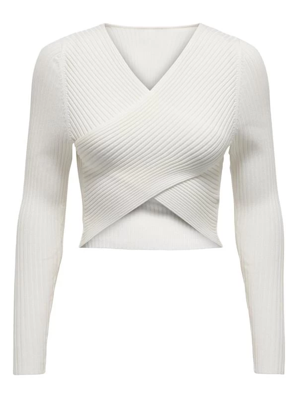 V Yaka Crop Triko Bej - Renk: Bej, Beden: Xlarge