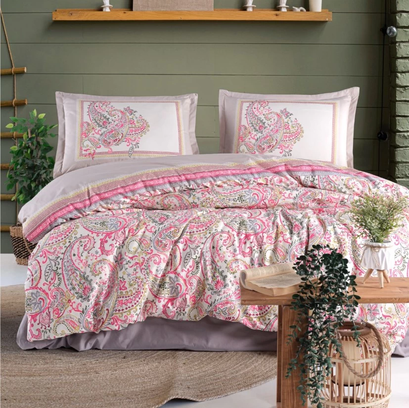 Clasy Ranforce Nevresim Takımı Çift Kişilik Luga V1 Pembe