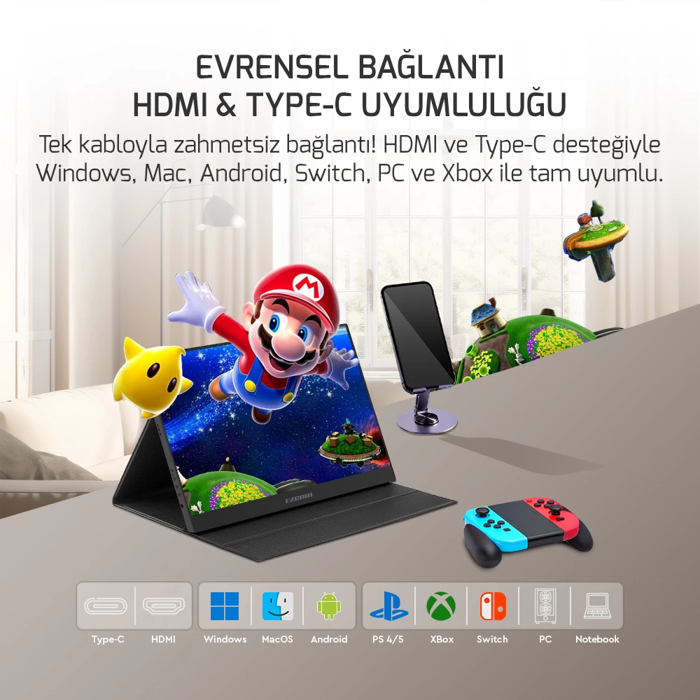 Ezcool Lite E15t 15,6’’ 60hz Fhd Portable TaŞinabİlİr Dokunmatİk MonİtÖr (sifir ÖlÜ Pİksel Garantİlİ)
