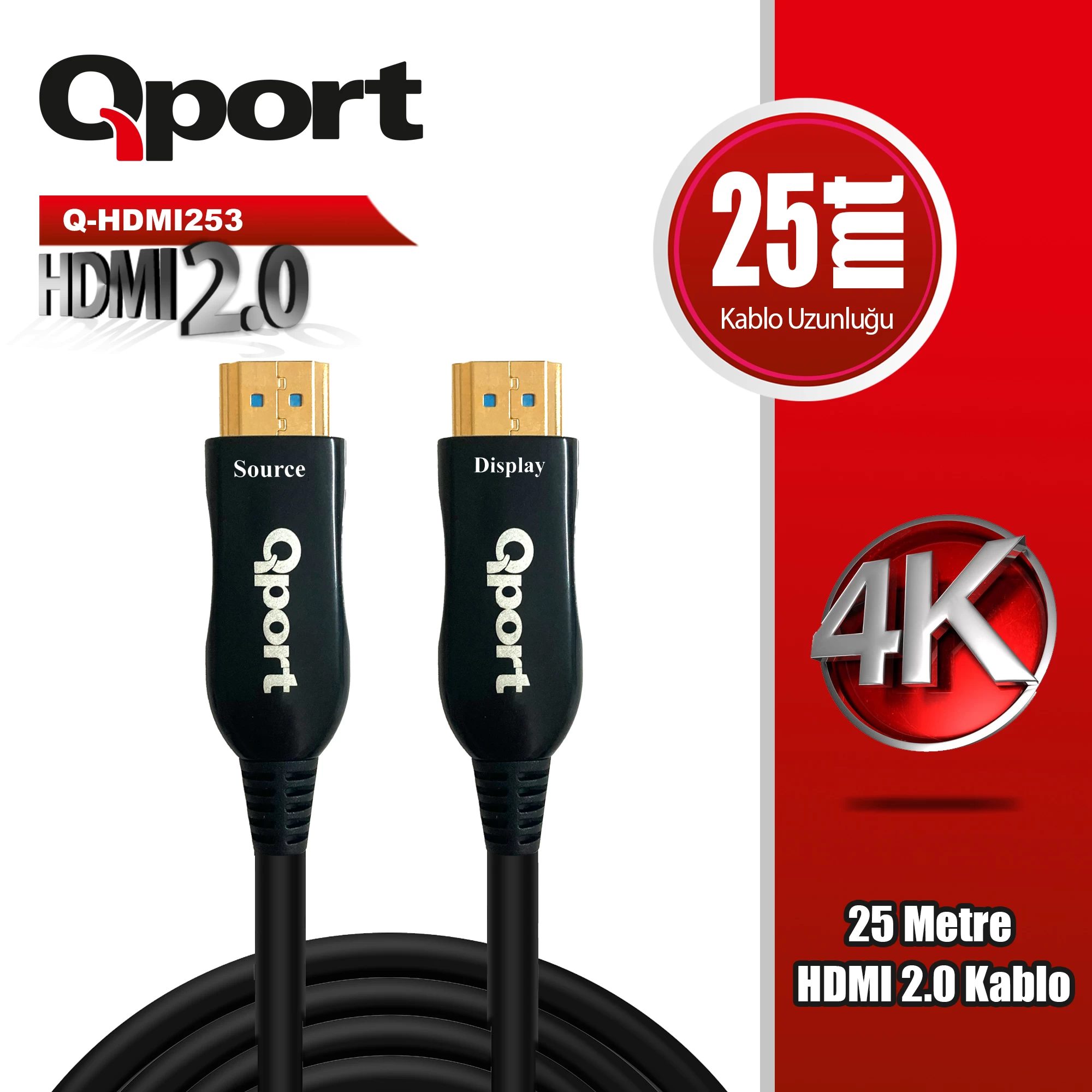Qport Q-hdmi253 Hdmi 2.0 V Altin UÇlu Kablo 25 Mt