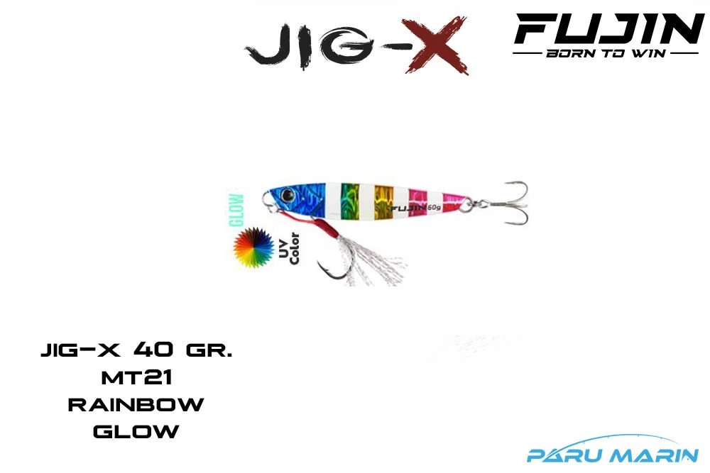 Fujin Jig-x 40gr. Shore Jigging - Jig Yem Rainbow Glow
