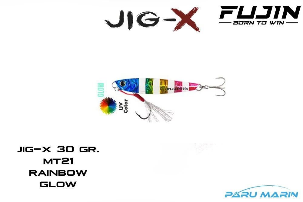 Fujin Jig-x 30gr. Shore Jigging - Jig Yem Rainbow Glow