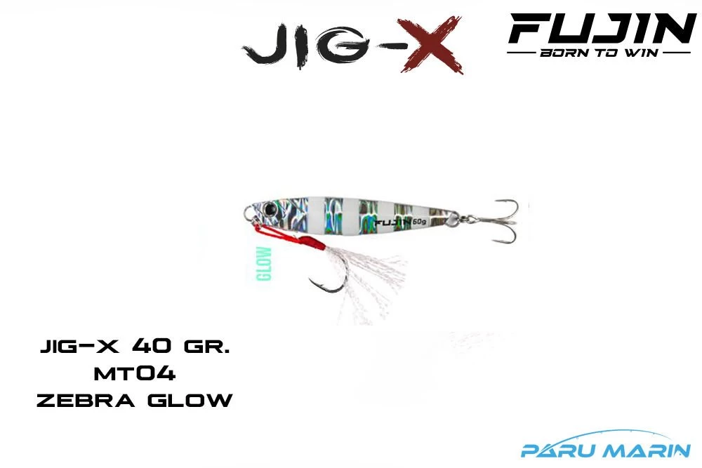 Fujin Jig-x 40gr. Shore Jigging - Jig Yem Zebra Glow