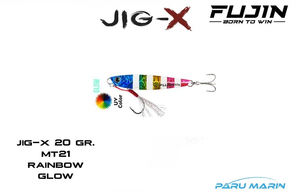 Fujin Jig-x 20gr. Shore Jigging - Jig Yem Rainbow Glow