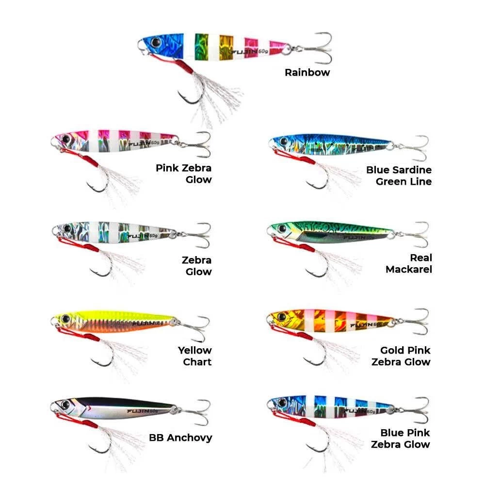 Fujin Jig-x 20gr. Shore Jigging - Jig Yem Pink Zebra Glow