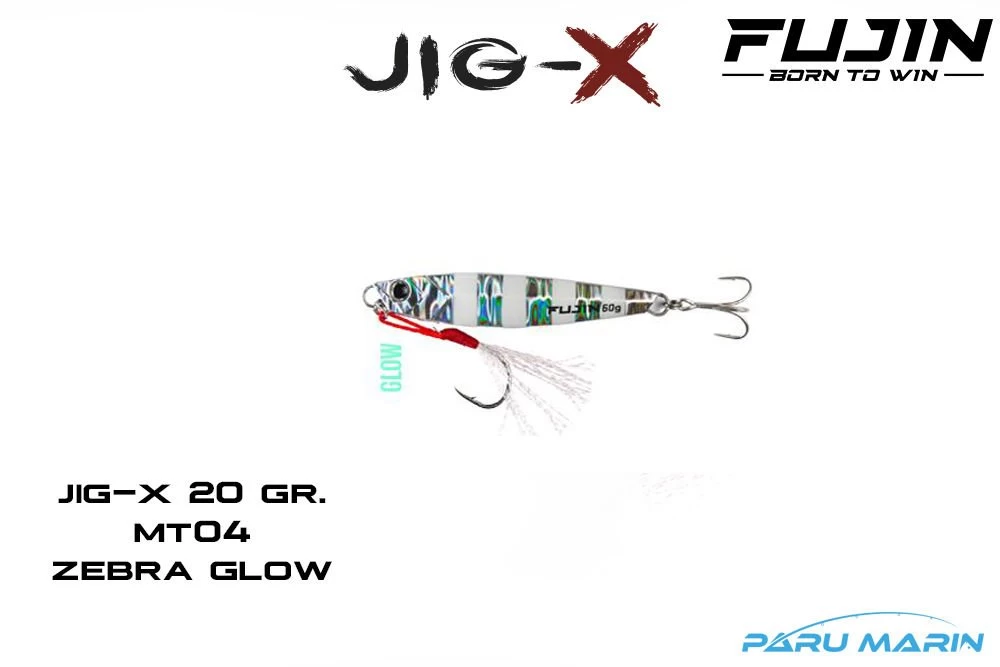 Fujin Jig-x 20gr. Shore Jigging - Jig Yem Zebra Glow
