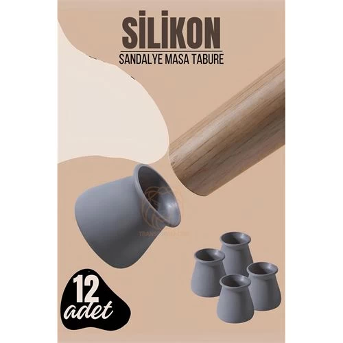 Modacar Masa Ve Sandalye Ayak Koruyucu Silikon Zemin Koruyucu Grİ 12 Adet