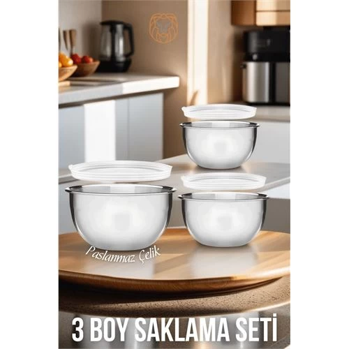 Modacar 3 Lü Saklama Kabı Seti Paslanmaz Çelik