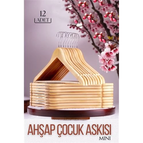 Modacar Mini Ahşap Çocuk Elbise Askısı 12 Adet