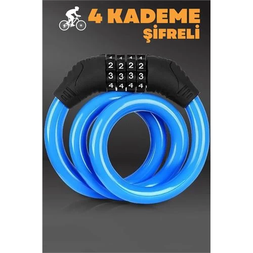 Modacar 4 Şifreli 11 Mm Çelik Halat Scooter Bisiklet Kilidi