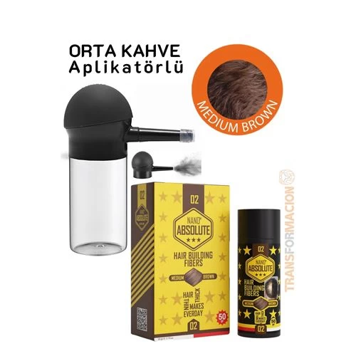 Modacar Aplikatörlü Saç Dolgunlaştırıcı Fiber Topik Toz Orta Ton Kahverengİ