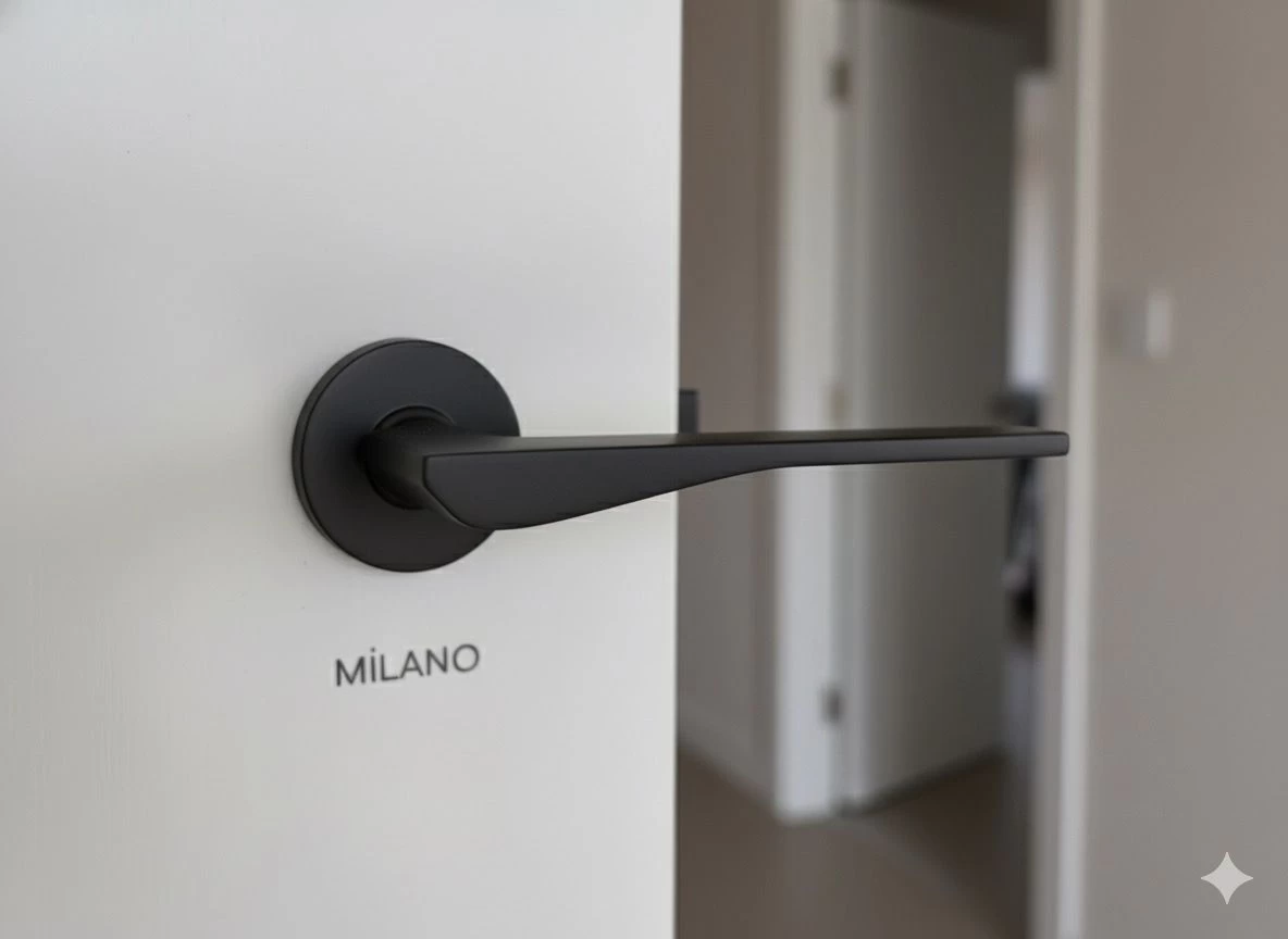 YÜksel Mİlano İtalyan Kare Rozet Sİyah Oda Kapi Kolu