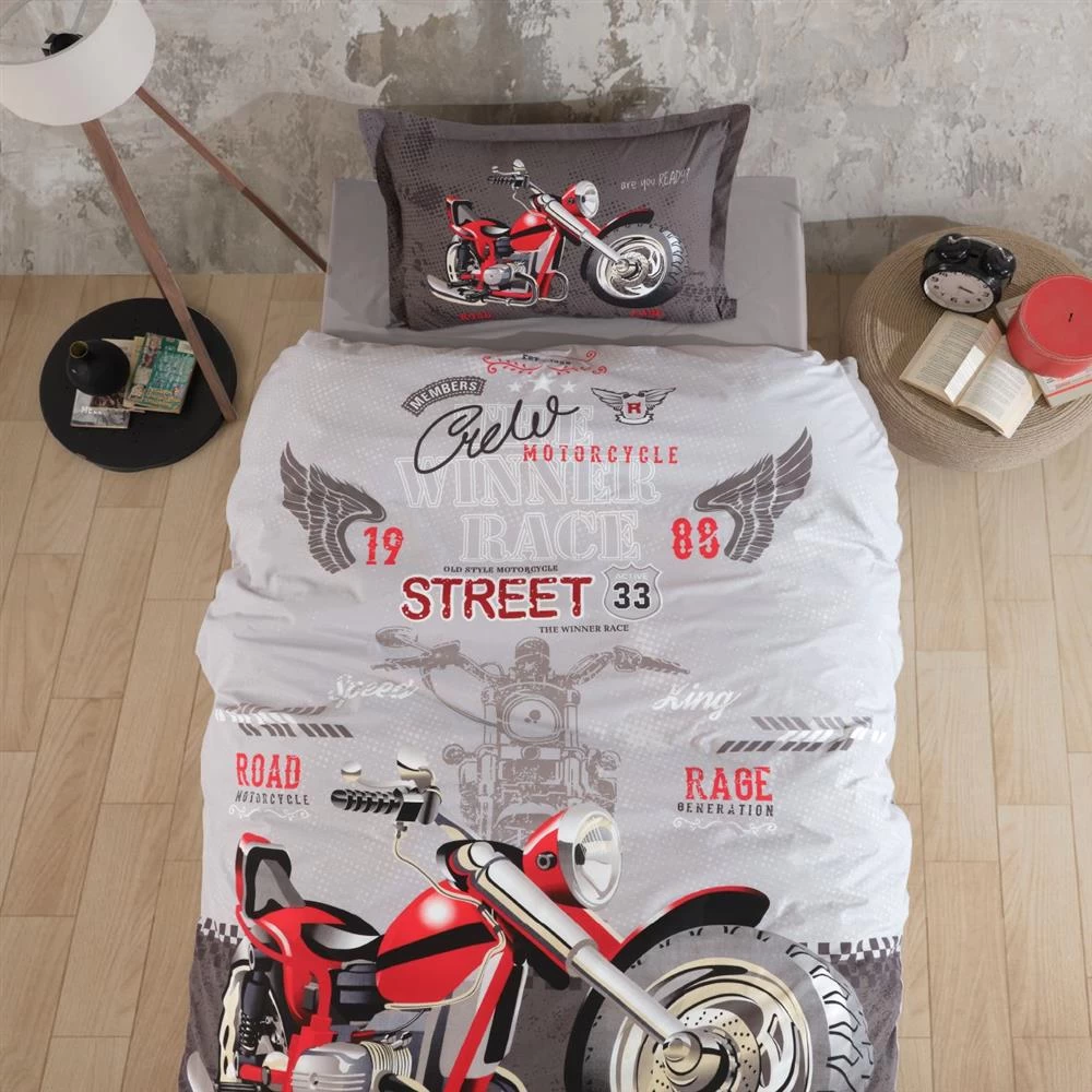 Clasy Ranforce Nevresim Takımı Tek Kişilik Street King V1 Gri