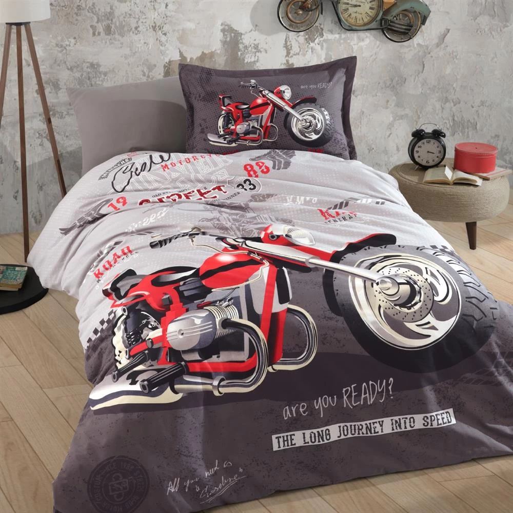 Clasy Ranforce Nevresim Takımı Tek Kişilik Street King V1 Gri