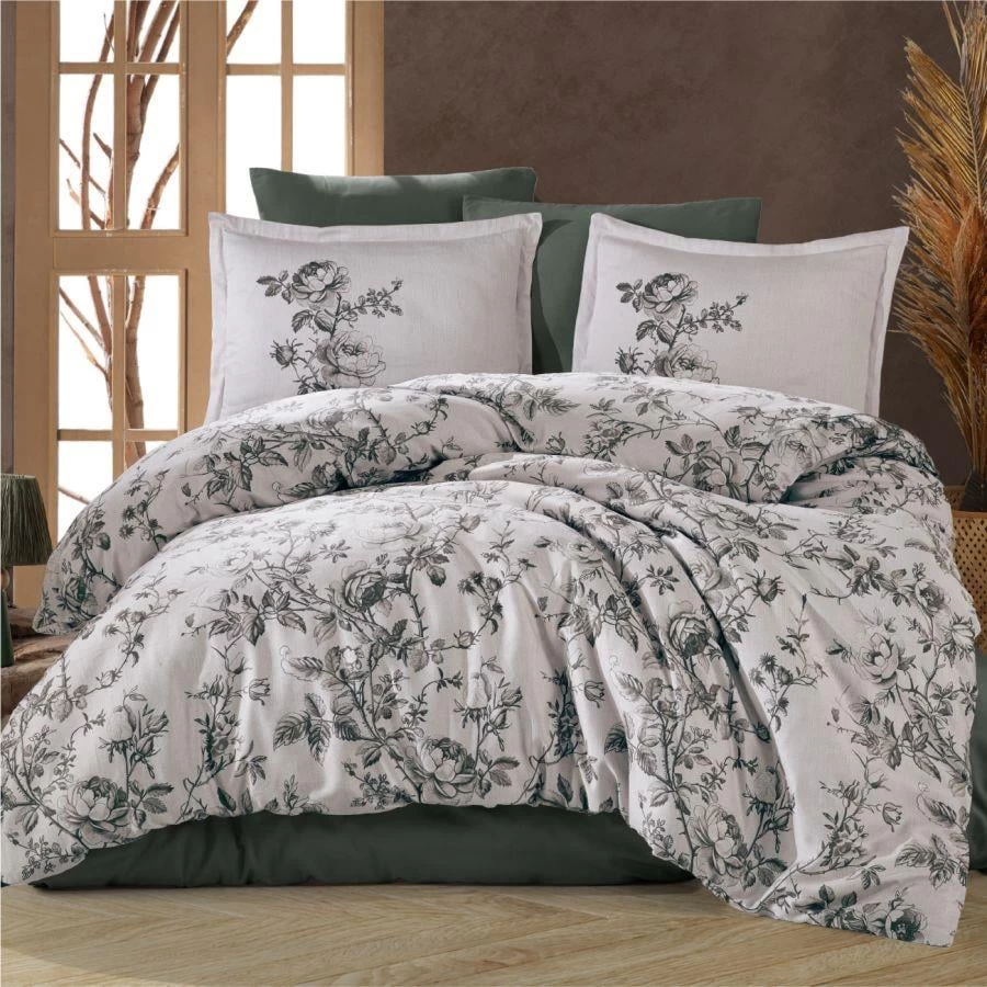 Clasy Saten Çift Kişilik Nevresim Takımı Dotta V1 Haki