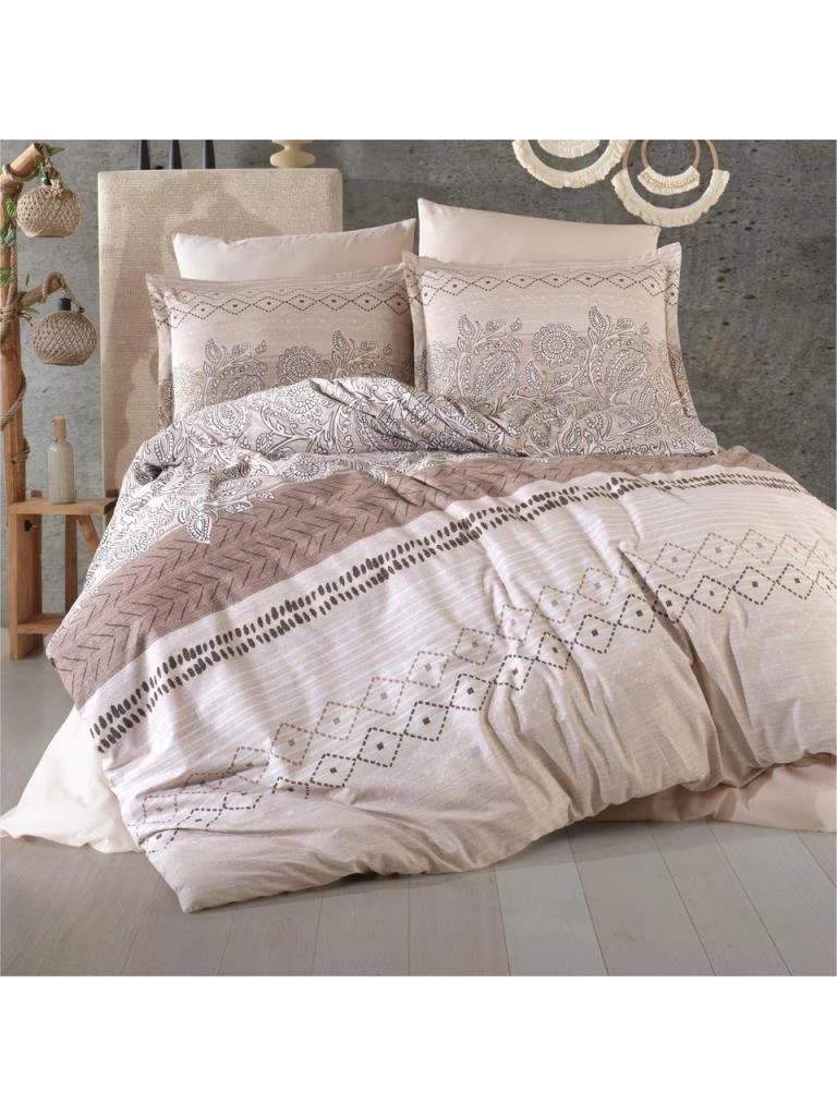 Clasy Ranforce Nevresim Takımı Çift Kişilik Mahfer V1 Bej