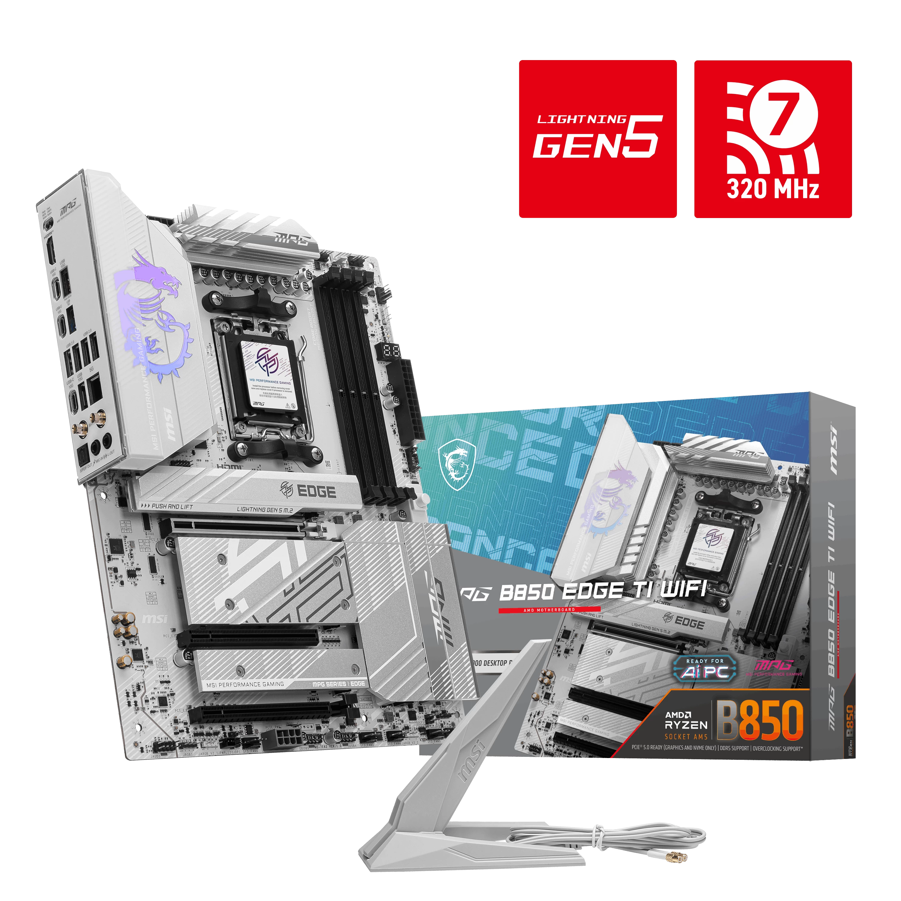 Msi Mpg B850 Edge Ti Wifi Am5 Ddr5 8400mhz(oc) Hdmi 4x M.2 Usb 10gbs 5g Lan Wi-fi 7 Atx