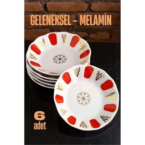 Modacar Melamin Çay Tabağı 6 Adet Geleneksel Türk Çay Bardağı Altlığı