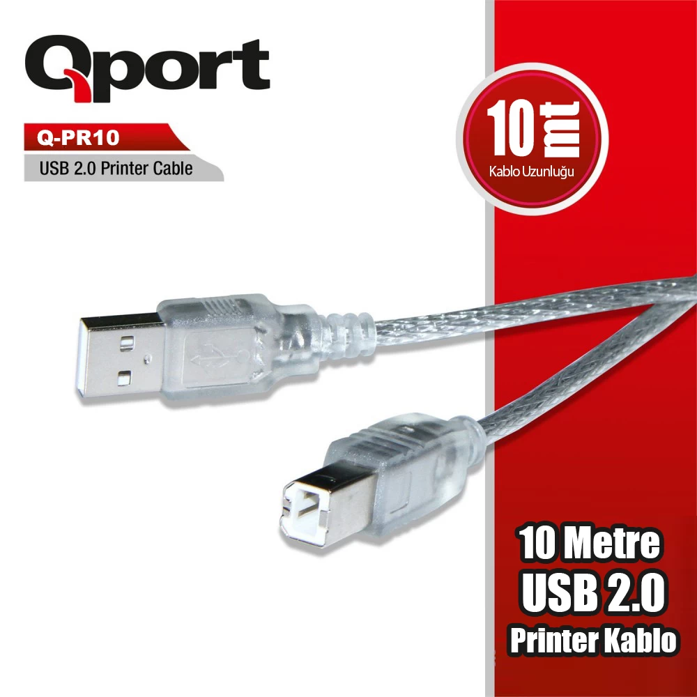 Qport Q-pr10 Usb 2.0  10 Metre Printer Kablosu