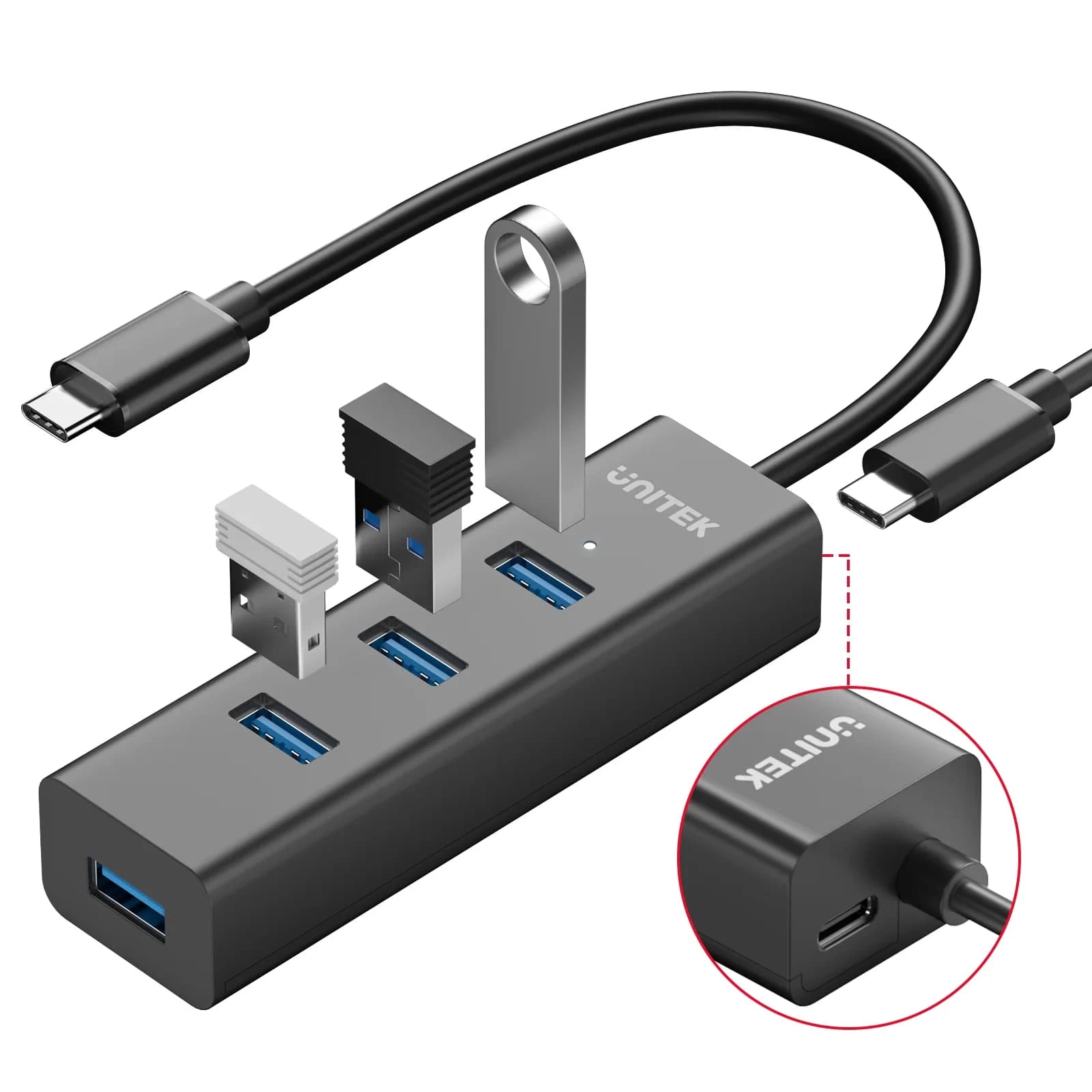 Unitek Type-c To 4 Port Usb 3.0 + Type-c (y-3089z01)