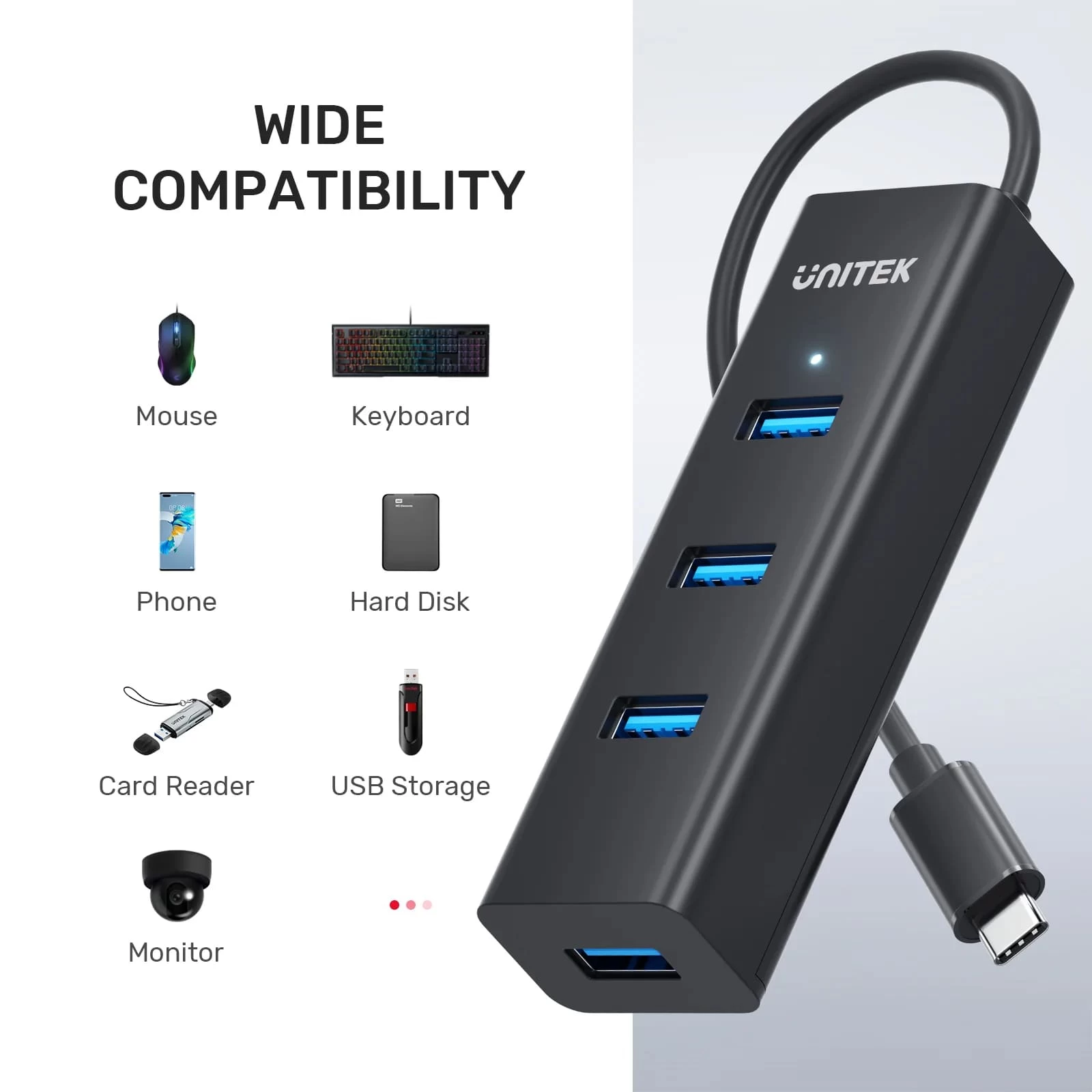 Unitek Type-c To 4 Port Usb 3.0 + Type-c (y-3089z01)