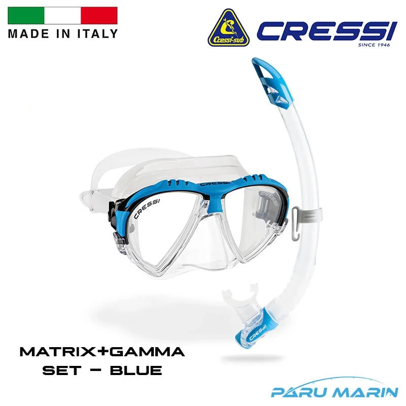 Cressi Matrix Maske + Gamma Şnorkel Set Mavi