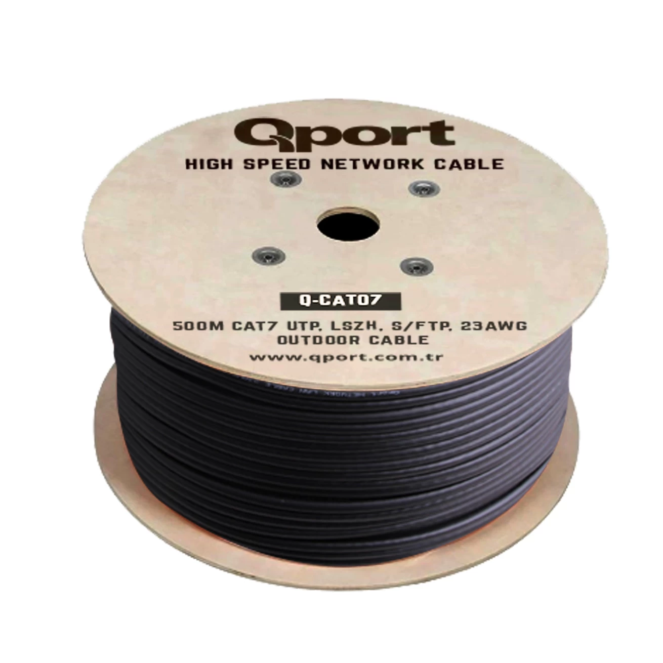 Qport Q-cato7 500m Cat7 Lsoh S/ftp Full Bakir 23awg Sİyah Halogen Free Kablo
