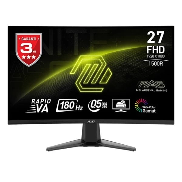 27 Msi Mag 27c6f 1ms 180hz Fhd Curve 1500r Va  Adaptive-sync Gaming Monitor