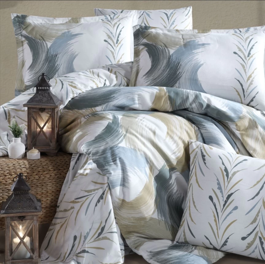 Clasy Ranforce Nevresim Takımı Çift Kişilik Estiva V1 Yeşil