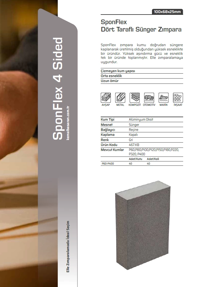 Kb Sponflex DÖrt Tarafli Zimpara P80 Kum
