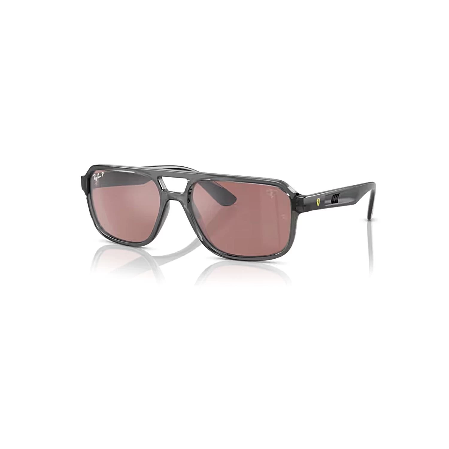 Ray-Ban RB 4414M F691H2 58 Scuderia Ferrari Polarize Aynalı Unisex Geometrik Şeffaf Gri Kemik Güneş Gözlüğü