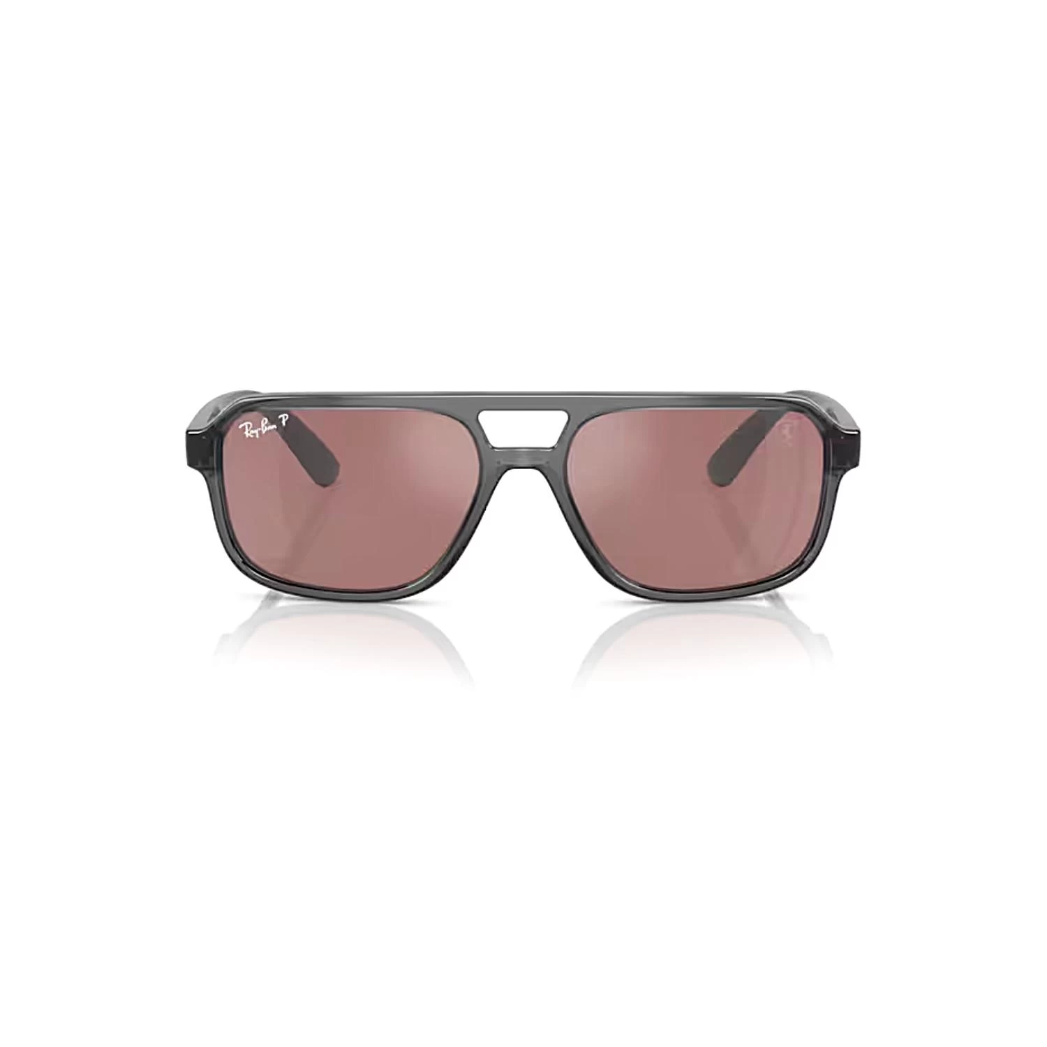 Ray-Ban RB 4414M F691H2 58 Scuderia Ferrari Polarize Aynalı Unisex Geometrik Şeffaf Gri Kemik Güneş Gözlüğü