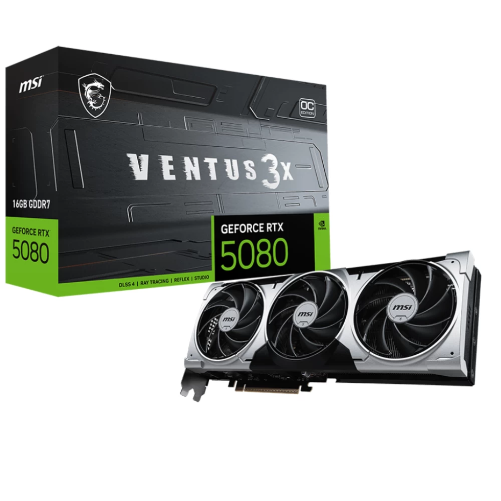 Msı Vga Geforce Rtx 5080 16g Ventus 3x Oc Plus Rtx5080 16gb Gdrr7 256 B Dx12 Pcıe 5.0 X16 (3xdp 1xhdmı)