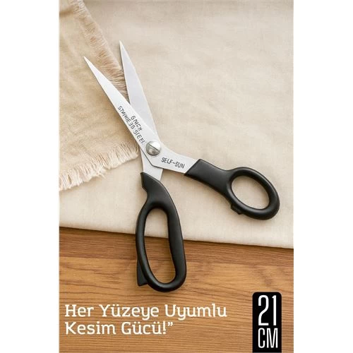 Modacar Çok Amaçlı Makas – 21 Cm Uzunluk | 11 Cm Kesim Bıçağı | Paslanmaz Çelik, Ergonomik Sap
