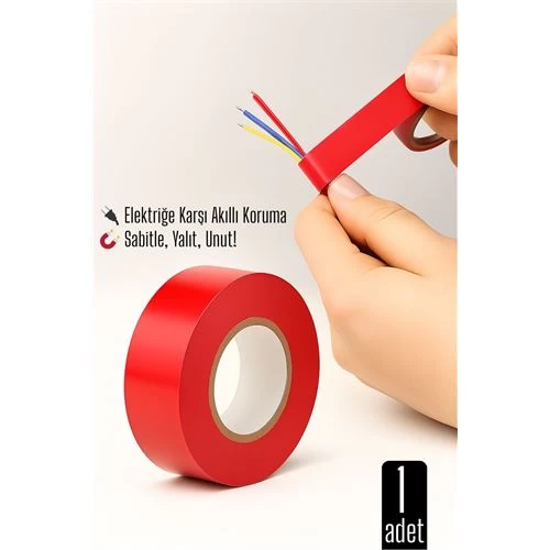 Kirmizi Elektrik  Bandı – Yüksek Yalıtım Gücü, Kablo Sabitleme Ve Elektrik Koruma İçin