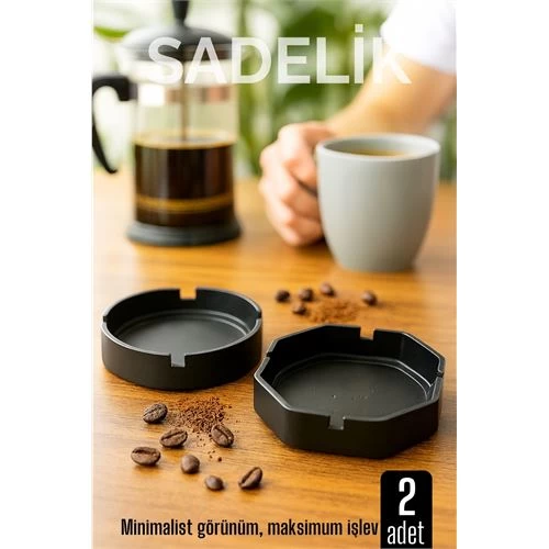2 Li Karbon Plastik Küllük Seti  - Masaüstü Küllük  Kaymaz, Hafif Ve Şık Tasarım