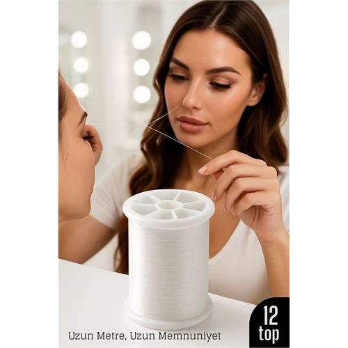 Profesyonel Kuaför Kaş Bıyık Alma İpi – Ekstra Sağlam 12 Adet X 500 Metre Beyaz