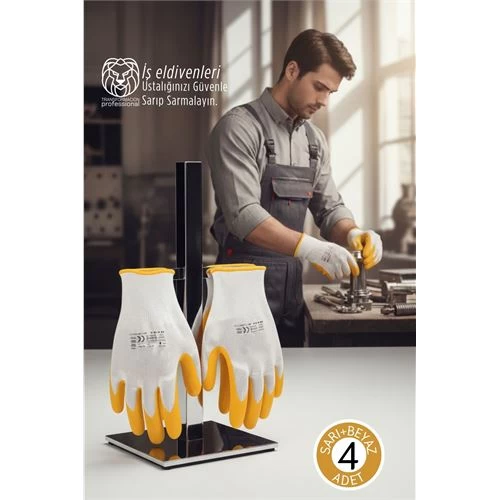 Ultra Dayanıklı Kavrama Teknolojili 4'Lü İş Eldiveni Seti - Profesyonel Atölye Ve Montaj Serisi 