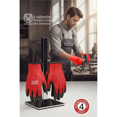 Ultra Dayanıklı Kavrama Teknolojili 4'Lü İş Eldiveni Seti - Profesyonel Atölye Ve Montaj Serisi 