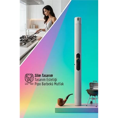 Slim Lüks Mutfak Pipo Çakmağı - Gazlı Uzun Barbekü Ateşleyici - Modern Tasarım 