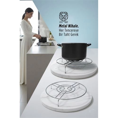 Juliette Serisi Krom Metal Nihale - 19 Cm Isıya Dayanıklı Lüks Tencere Altlığı 