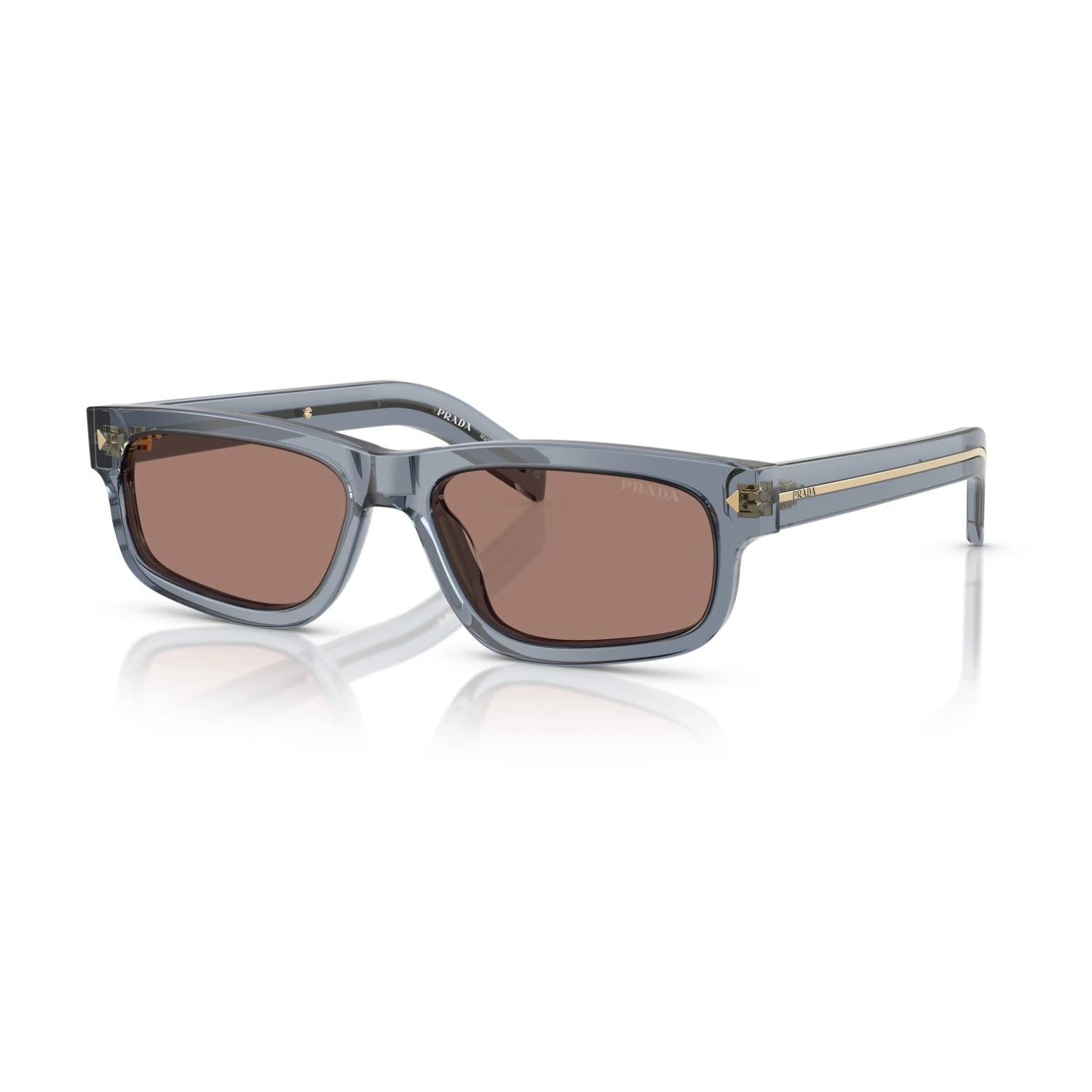 Prada Pr B11S 17T05D 57 Unisex Dikdörtgen Mavi Aynalı Kemik Güneş Gözlüğü