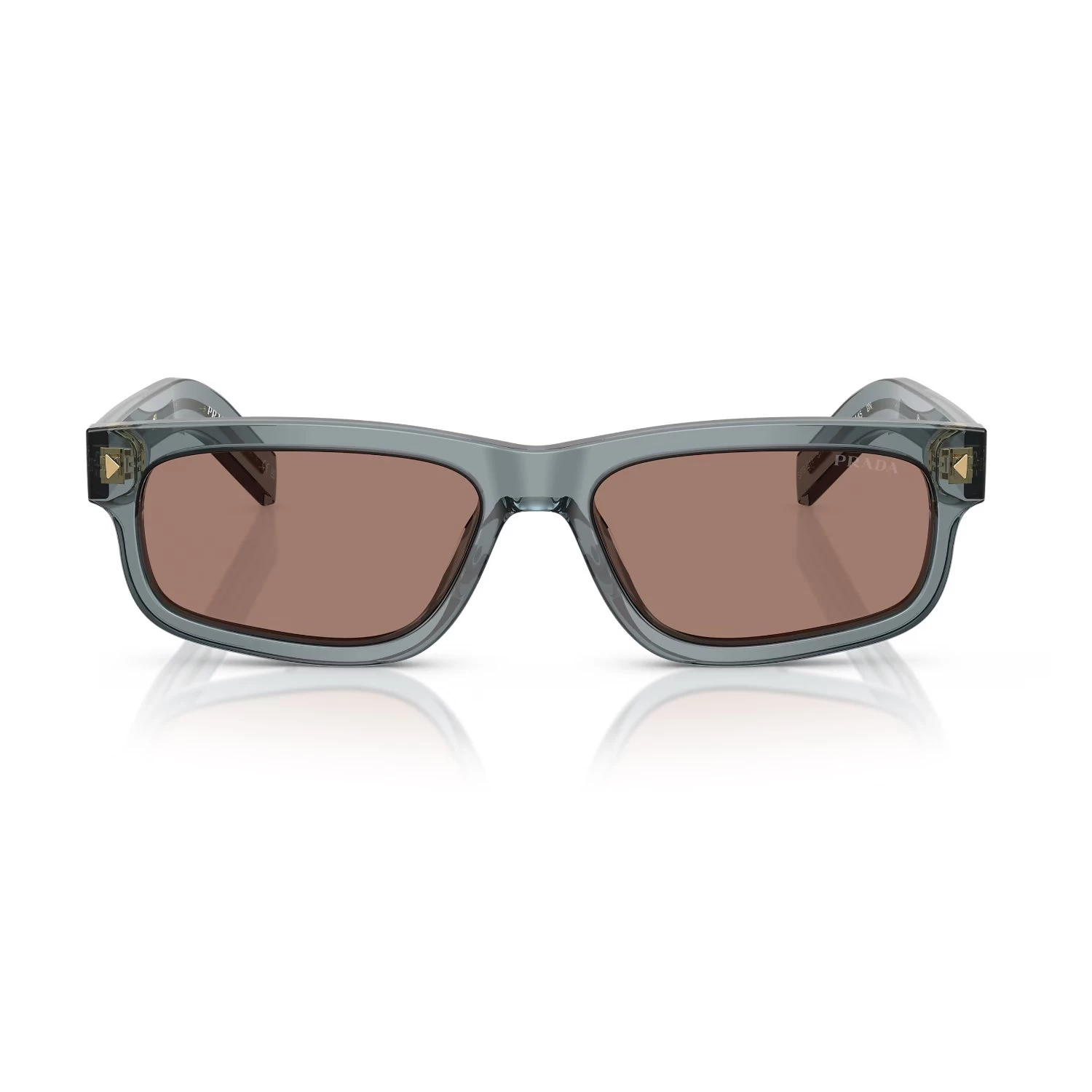 Prada Pr B11S 17T05D 57 Unisex Dikdörtgen Mavi Aynalı Kemik Güneş Gözlüğü
