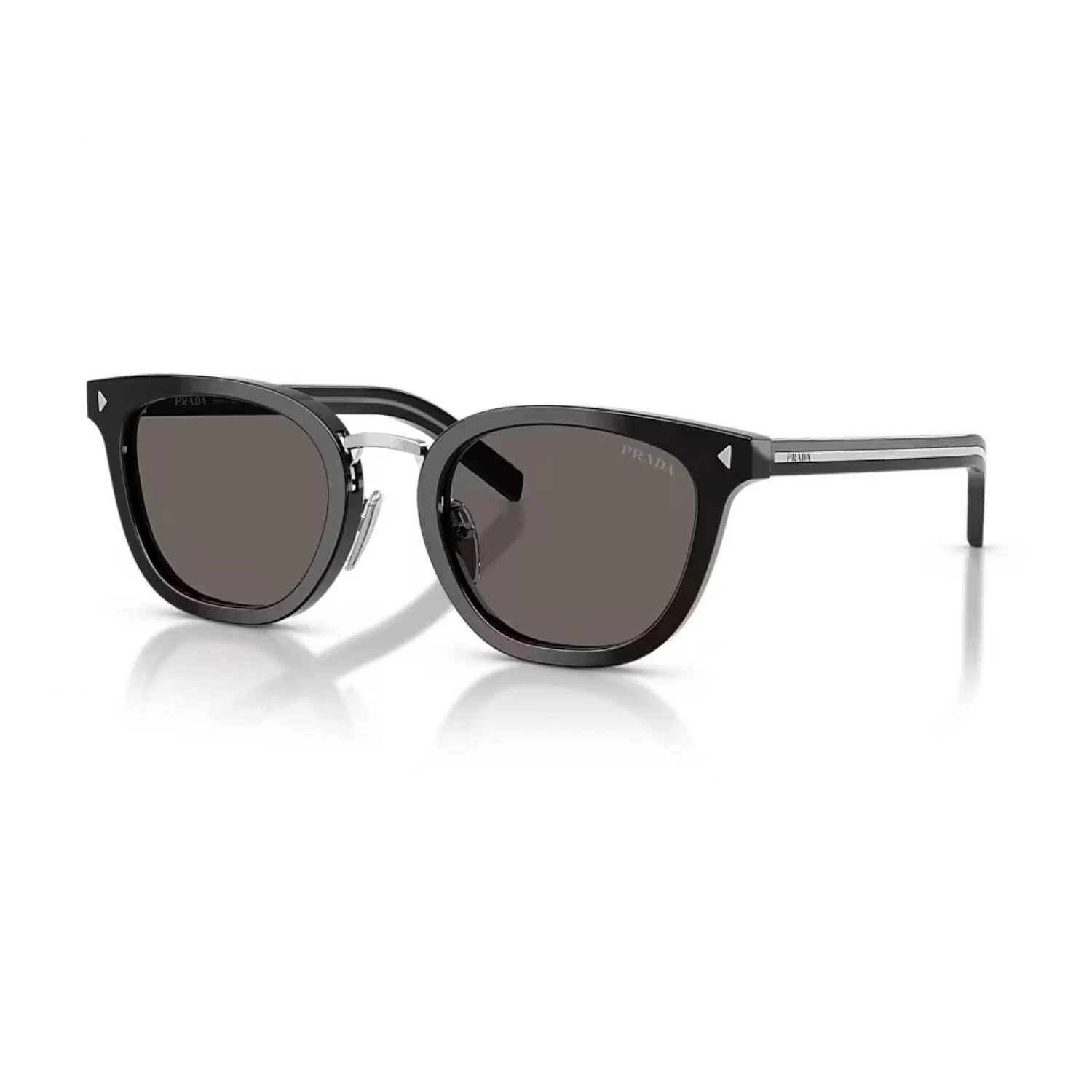 Prada Pr C01Sd 16K731 49 Unisex Aynalı Oval Siyah Kemik Güneş Gözlüğü