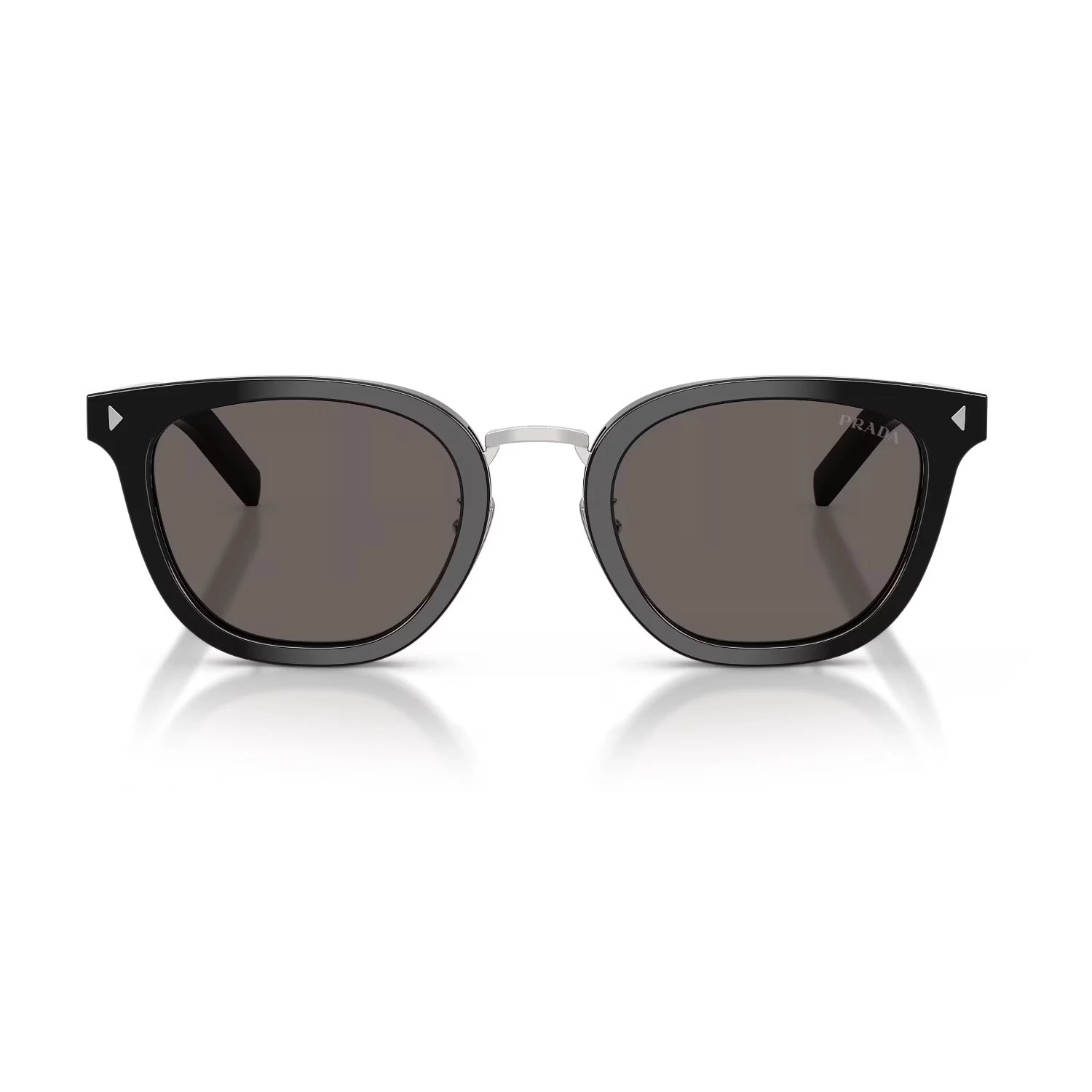 Prada Pr C01Sd 16K731 49 Unisex Aynalı Oval Siyah Kemik Güneş Gözlüğü