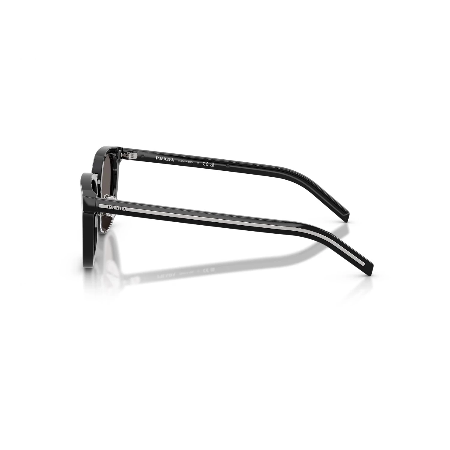 Prada Pr C01Sd 16K731 49 Unisex Aynalı Oval Siyah Kemik Güneş Gözlüğü