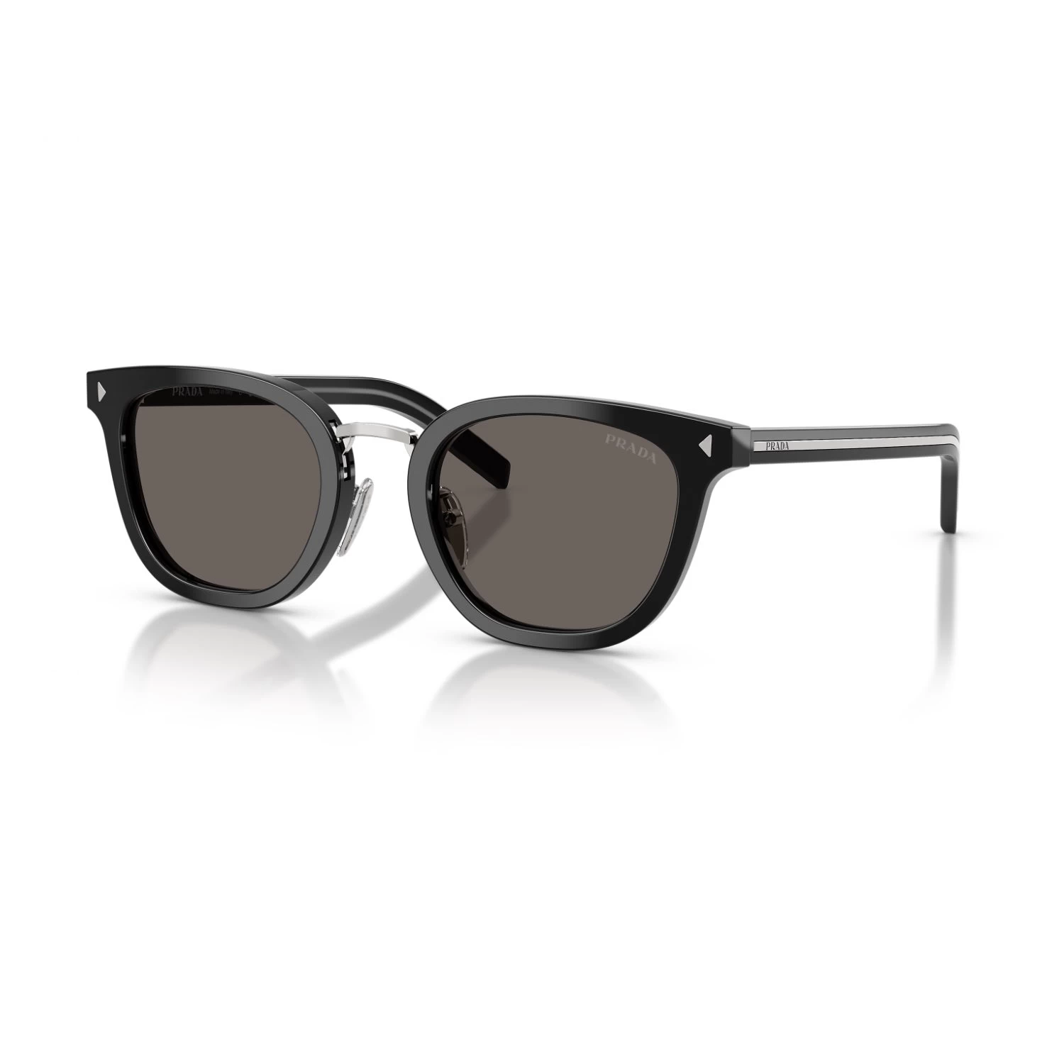 Prada Pr C01Sd 16K731 52  Unisex Aynalı Oval Siyah Kemik Güneş Gözlüğü