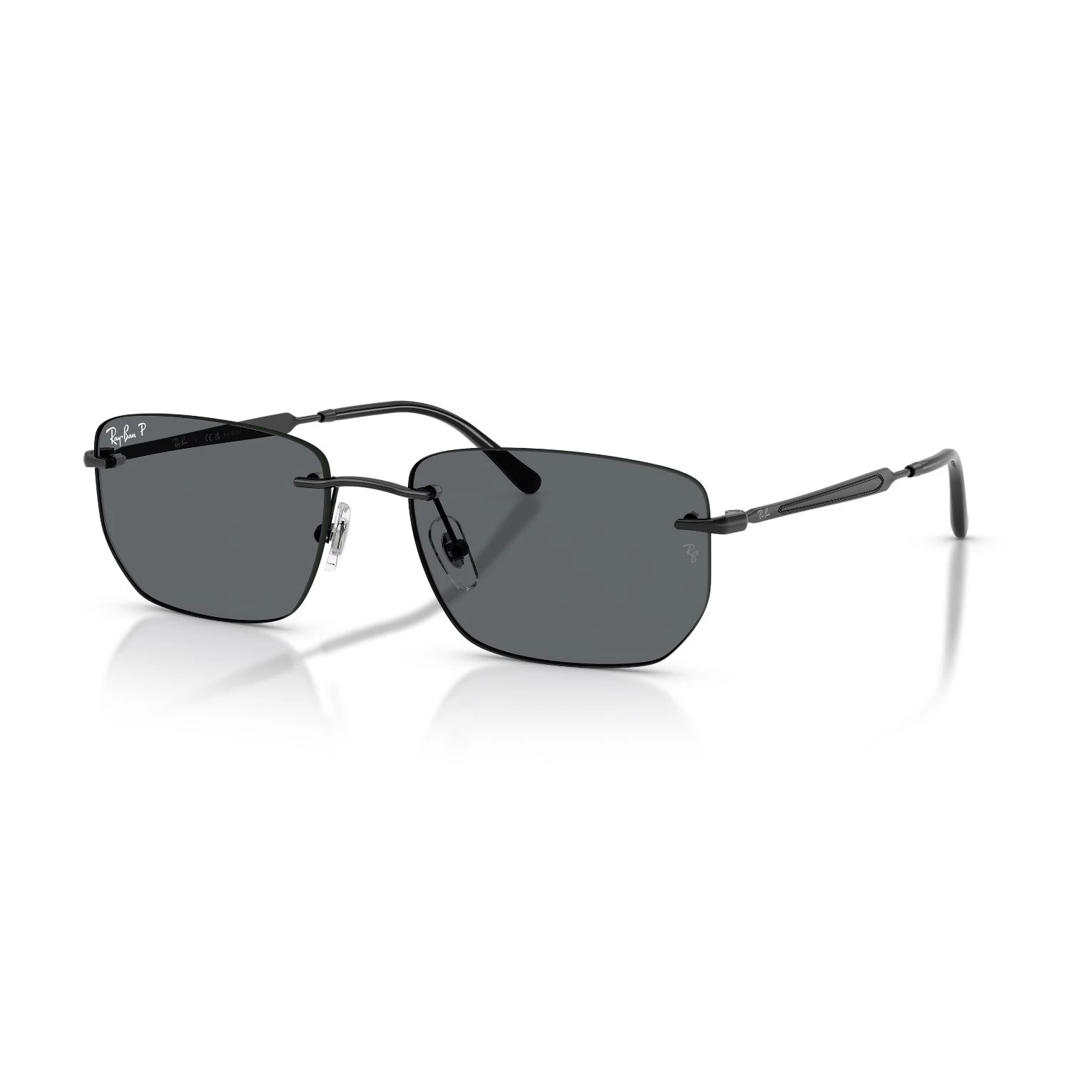 Ray-Ban Rb 3768 00281 56 Unisex Polarize Geometrik Siyah Metal Güneş Gözlüğü