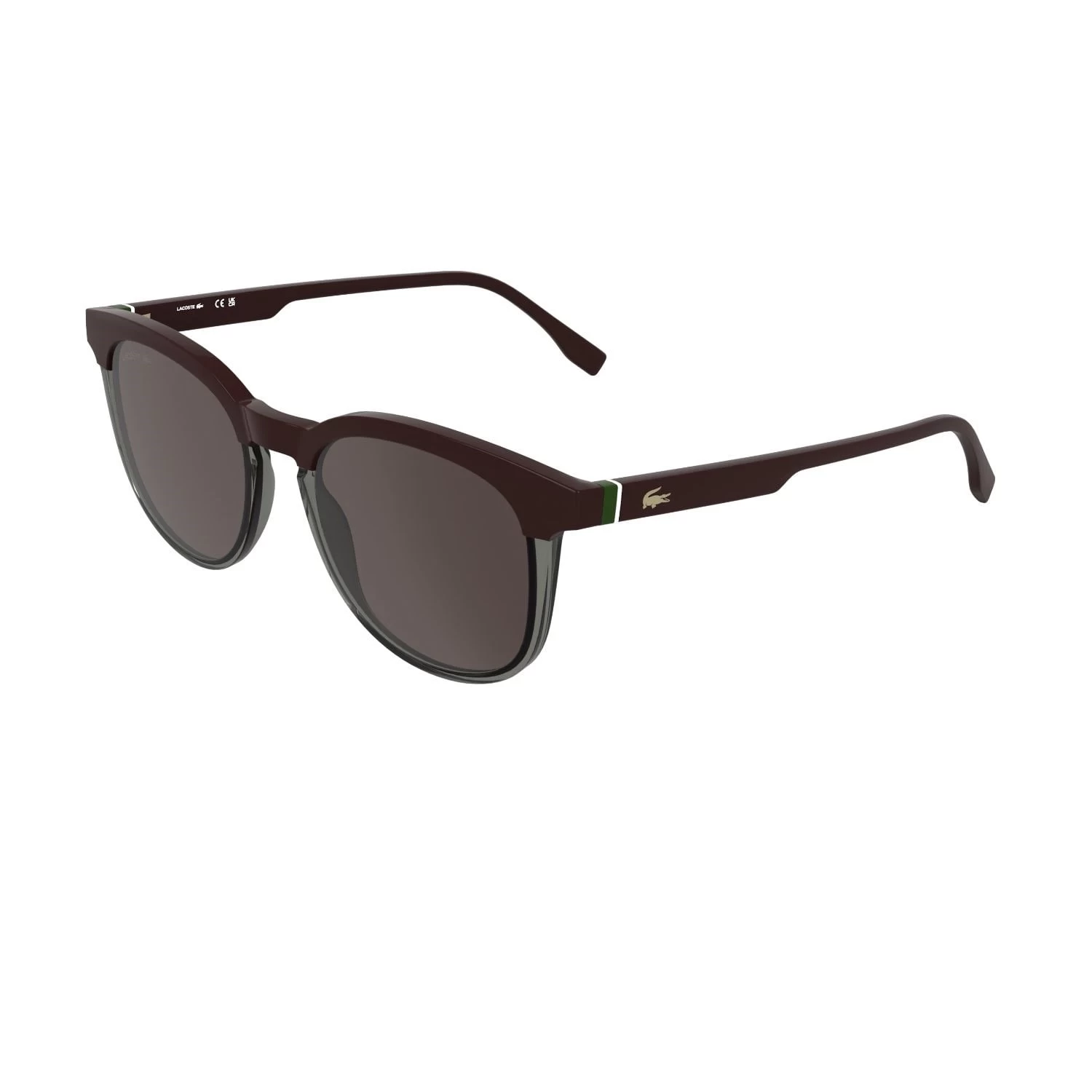 Lacoste L 6073S 601 52 Unisex Oval Bordo Şeffaf Gri Çok Renkli Kemik Güneş Gözlüğü